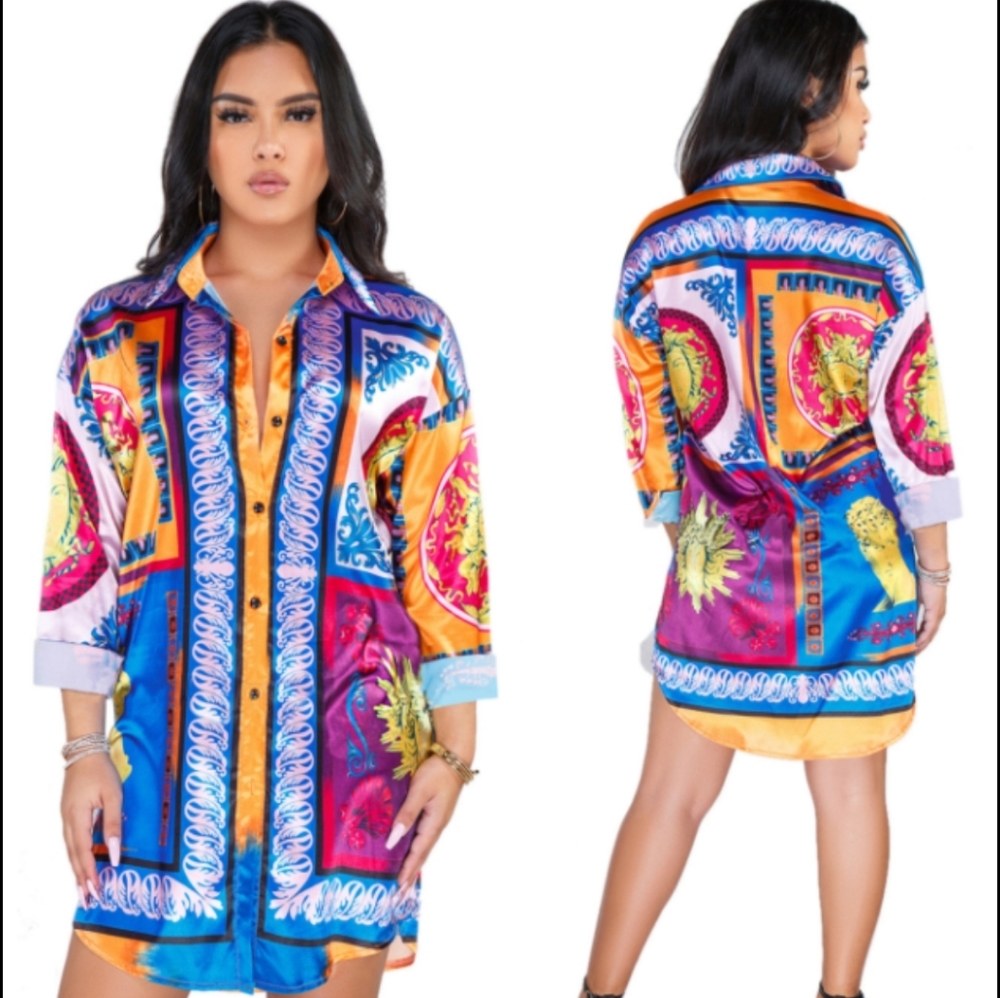 Vibrant shirt dress for women - Picture 2 of 5